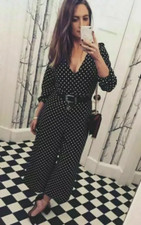 Zara Navy Polka Dot Spot Wide