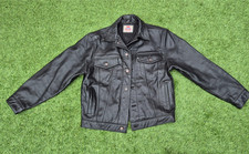 90s Levi’s Vintage Black Real Leather Trucker Jacket Size M