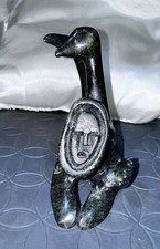 RARE Inuit-Style Shaman Dual-Spirit Transformation Stone Carving – 4”, Signed!
