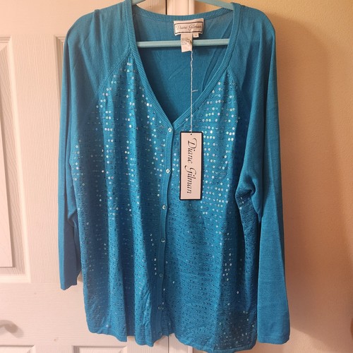 Sequined teal cardigan - teal,