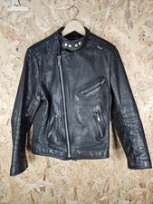 Womens Vintage Belstaff Leather Black Motorcycle Jacket Size S/M *See Pics**