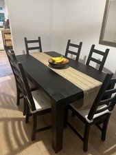 Dining Table And Chairs With Seat Cushions. 6-8 seater (IKEA)