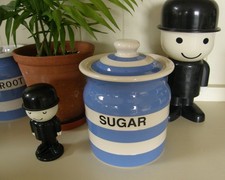 Cornishware sugar storage jar - cornishware,