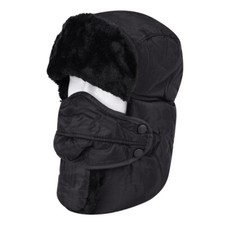 Men's Waterproof Trapper Ski Hat Faux Fur Lined Russian Style Warm Winter 