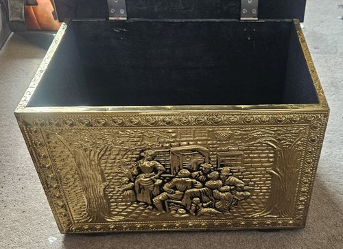 Vintage brass coal log box - vintage, coal/log