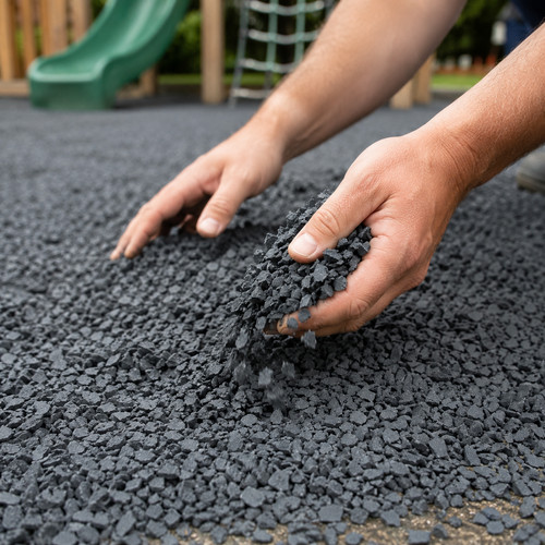 Recycled rubber bark chippings - rubber,