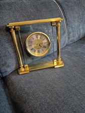 Vintage Brass Gold Finish Mantle Desk Table Clock Working