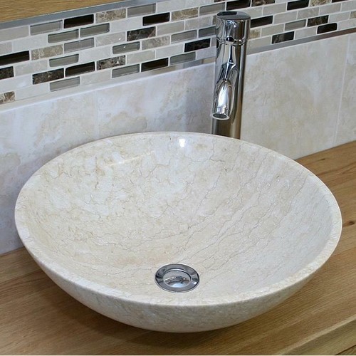 Marble cream bathroom basin - bathroom,