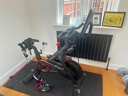 Peloton bike with mat - with, and