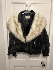 River Island Leather Look Coat Jacket Size 22
