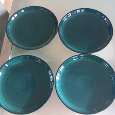 VERY RARE SET 4 DENBY GREENWICH 26cm COUPE DINNER PLATES.1ST QUALITY.GOOD CON.