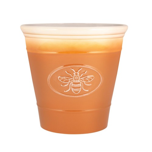 Plastic orange plant pot - plastic,