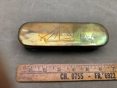 Engraved antique tobacco - antique, tin