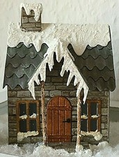 village dwelling snow scene