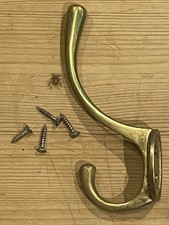 Single Brass Coat Hook / Peg | H 16cm D 6cm | + 2 Screws