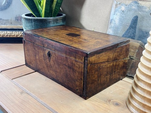 Antique walnut wooden box - walnut,