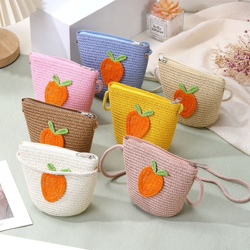 Woven crossbody bag straw coin - woven,