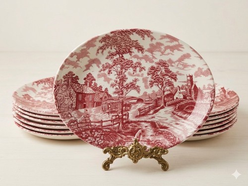11pc churchill red toile - 11pc,