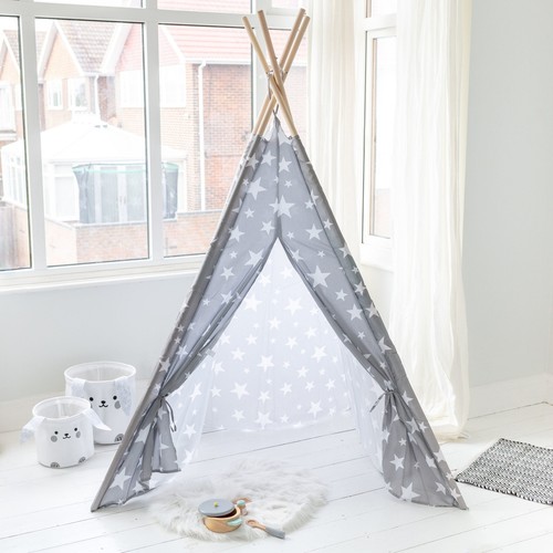 Grey white star tepee - grey,