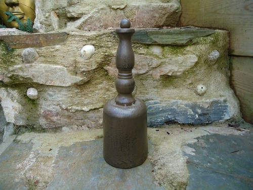 Large iron hand bell vintage - iron,