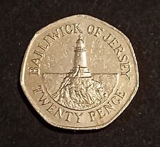 2002 Bailiwick of Jersey CI Channel Islands 20p Twenty Pence Coin - Lighthouse