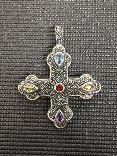 Sterling silver cross cabachon - sterling,