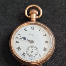 Quality Antique Gold Plated Waltham Mass 15 jewels Fob Pocket Watch c1920 Re4272
