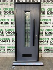 MODERN GREY FRONT DOOR OUTWARDS OPENING COMPOSITE TRIPLE GLAZED LONG BAR HANDLE