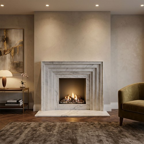 Ibiza white marble fireplace - white,