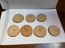 7 Wooden Branch Cross-Section Coasters - Real Wood Discs for Keeping Drinks On