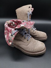 Vintage Grey suede DR MARTENS Aimilie Aimilita lace-up boots floral lining UK 7