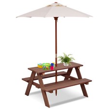 3 in 1 Kids Picnic Table Children Outdoor Activity Table W/&Removable Umbrella