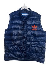 Retro 90s/Y2K Adidas Trefoil Padded Puffer Vest Shiny Navy Blue 2XL