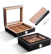 Cigar Humidors Spanish Cedar, Elegant  with Hygrometer and Humidifier Cedar Wood