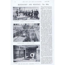 Royal Navy Marine & Coastguard Men at Drill - Antique Print 1897