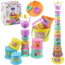 Stacking Nesting Cups Unicorn Blocks & Bucket Baby Gift Fun Toddler Activity Toy
