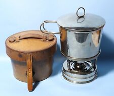 19thC Metal Campaign Stove Set in Original Leather Travel Case Military #JC