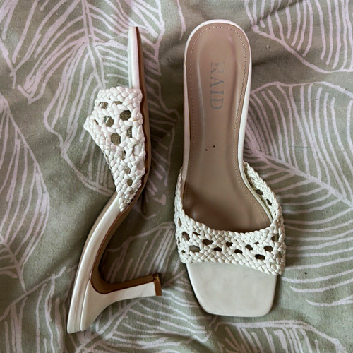 Raid white woven mule - raid, heels