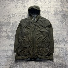 Barbour Classic Durham VTG Wax Jacket Olive Green Sylkoil Hooded Waxed Mens XL