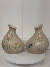 vintage pair of pink vase floral country cottage brentleigh ware lifton interior