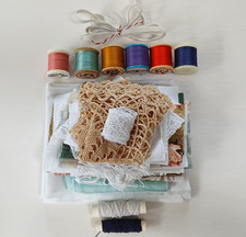 Small Vintage Fabric and Cottons Bundle Mixed Used Various Sizes Slow Stitch