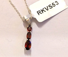 Gemporia sterling silver and imperial garnet three stone pendant necklace