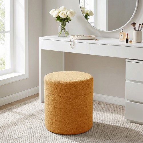 Round teddy velvet footstool - teddy,