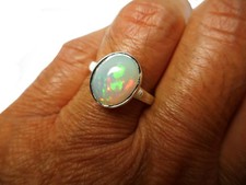 Small Natural Australian Opal  Sterling  Silver  925 Gemstone Ring