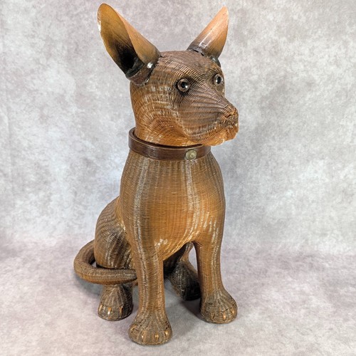 Vintage wicker dog sculpture - vintage,
