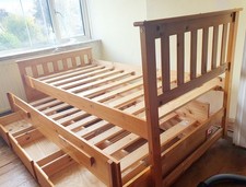 Single Captains Bed With Trundle Pull Out Bed And Drawer Storage. Solid Pine
