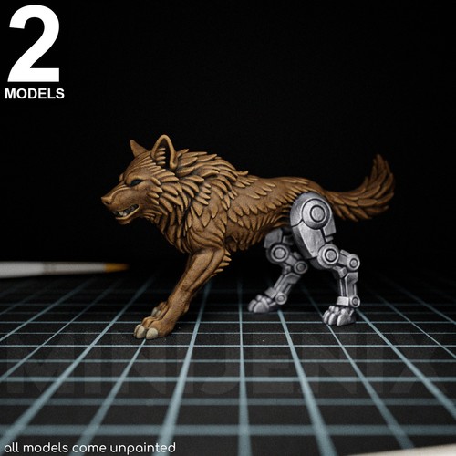 Cyborg dire wolf set sci - wolf, sci-fi