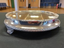 Vintage Silver Plated Wedding Cake Stand with Mirrored Top