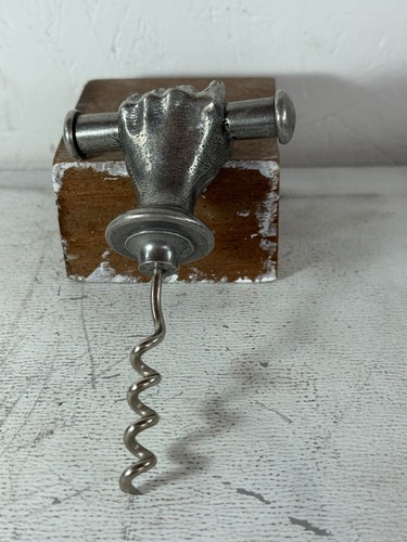 Vintage pewter wine - pewter, corkscrew