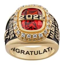 Fully Personalized Top Class Cushion Cut 925 Silver High School University Ring